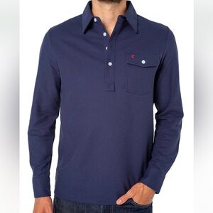 Criquet Men's Dark Blue Long Sleeve Polo